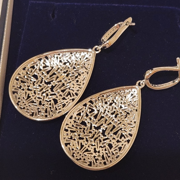 Large Pear Shape Drop Earrings - Picture 8 of 10